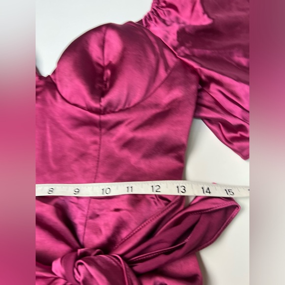 Selfie Leslie Aphrodite Molded Bust Angel Sleeve Wrap Dress Plum New With Tag S - Picture 9 of 14